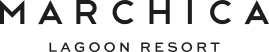 Logo del Marchica Lagoon Resort con el nombre en texto negro sobre fondo blanco